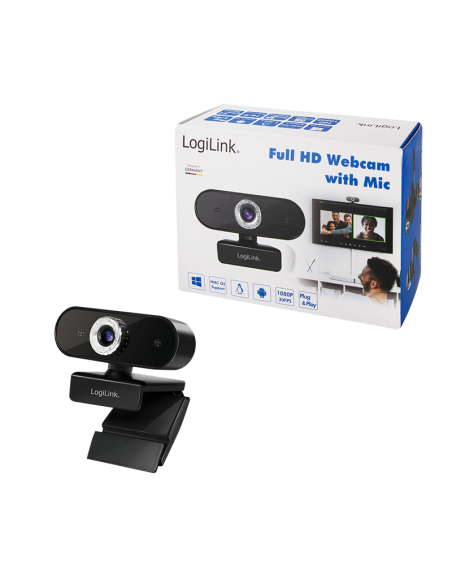 Cámara web USB profesional Full HD con micrófono